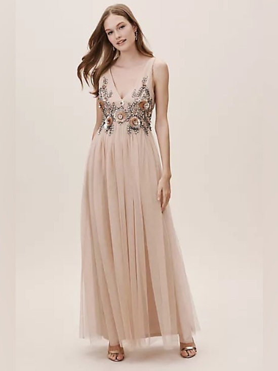 Anthropologie Dresses & Skirts - BHLDN Isabel Tulle Dress Beaded Floral Blush Size 10